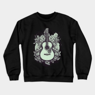 Guitar & roses pixel art nokia green Crewneck Sweatshirt